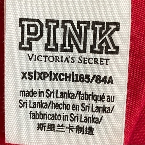 VS PINK • Red White Fair Isle Cropped Holiday Tee - Picture 3 of 4